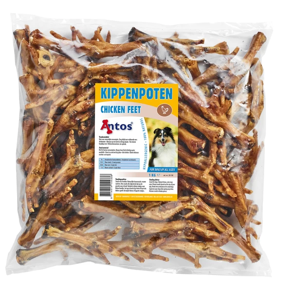 Antos Kippenpoten Gedroogd Kip - Hondensnacks - 1 Kg 1 Antos Kippenpoten Gedroogd Kip - Hondensnacks - 1 Kg