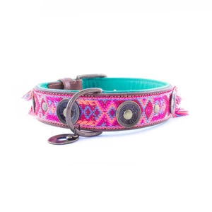Dwam Halsband Boho Rosa Roze&Bruin - Hondenhalsband - 21-27x2.0 Cm 2 Dwam Halsband Boho Rosa Roze&Bruin - Hondenhalsband - 21-27x2.0 Cm - Afbeelding 2