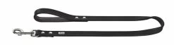 Hunter Looplijn Voor Hond Basic Nickel Zwart Nappaleer Zwart Onderlegd 1,8x100 Cm